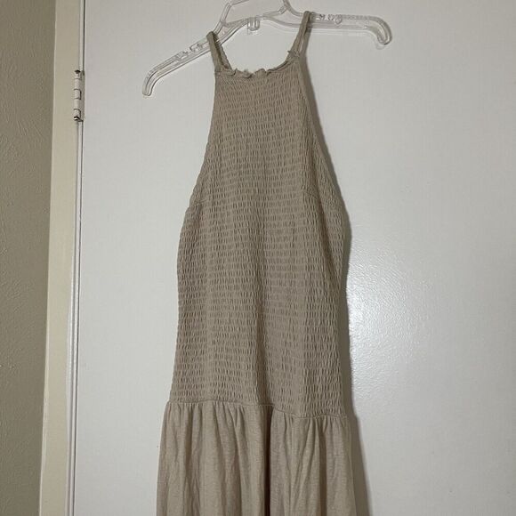 Free People FP beach Spell On You Maxi gauze cinch Dress tan oat US Small - Picture 2 of 9